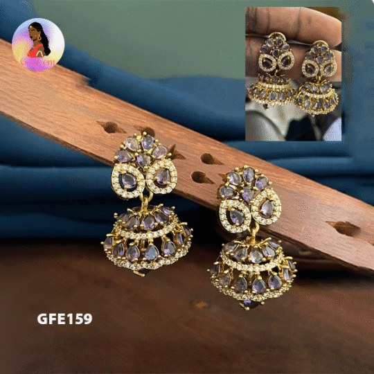 Colorful AD Stone jhumkas