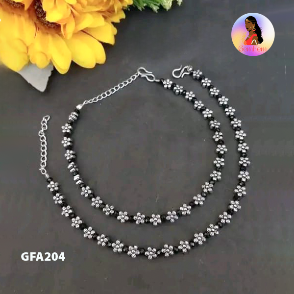 Dindigul stylish oxidised silver anklet