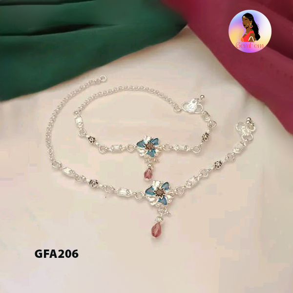 Dindigul bridal silver finish imitation anklet