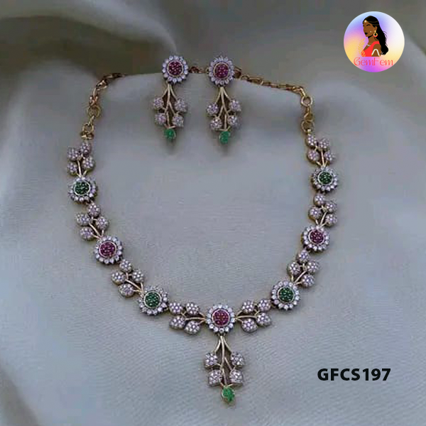Dindigul temple style gold base choker jewellery