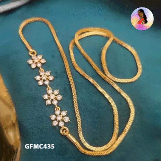 Gold Finish White Stone Mop Chain