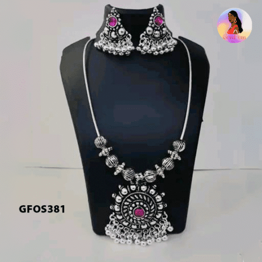 German silver oxidised choker