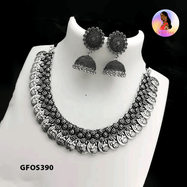 Silver oxidised Choker Necklace