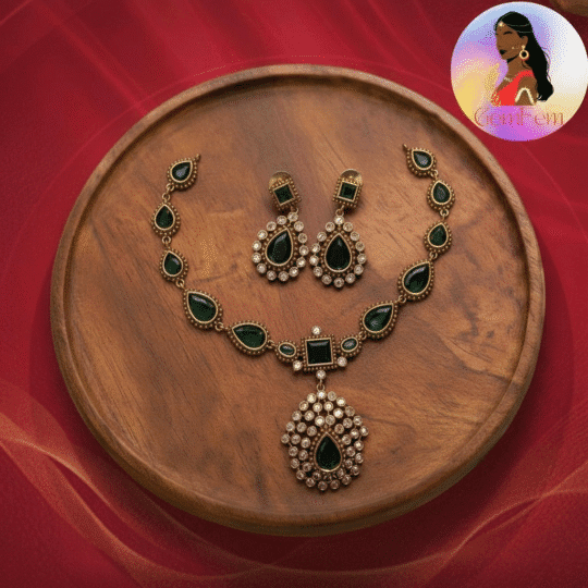 Jyothika Inspired Green Stone Necklace