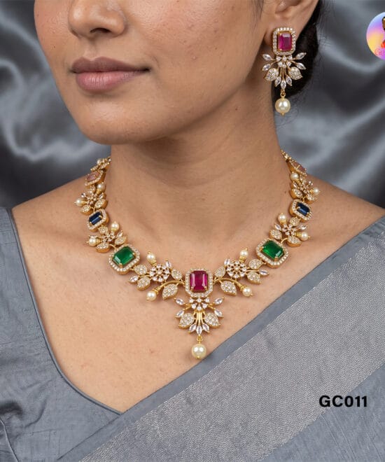 AD Choker Set Under 400 - Multi Colour AD Choker Set for Women