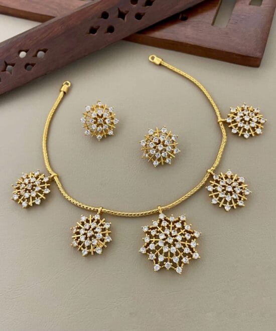 AD Choker Set Under 400 with Premium American Diamond Design