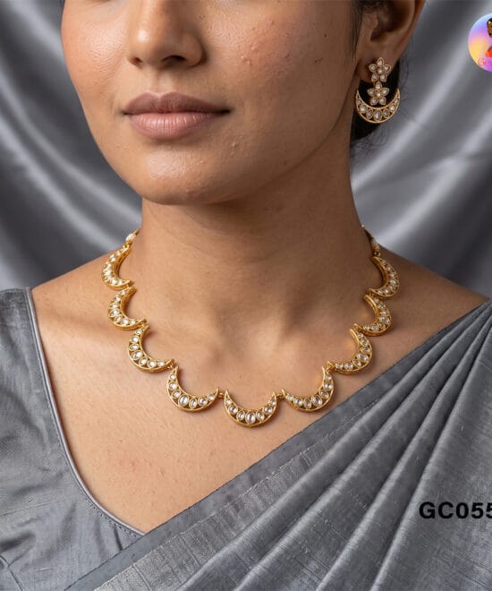Half Moon AD Choker Set Under 400 with Matching Earrings