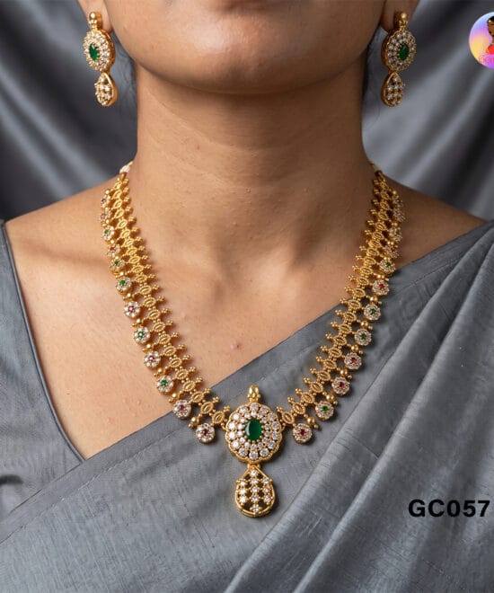Simple AD Choker Set for Women with Matching Earrings