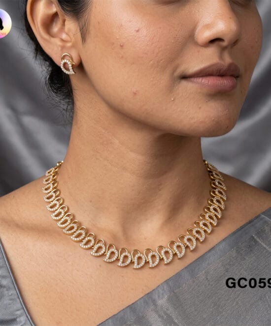 Minimal Diamond Replica Choker Set with Matching Earrings