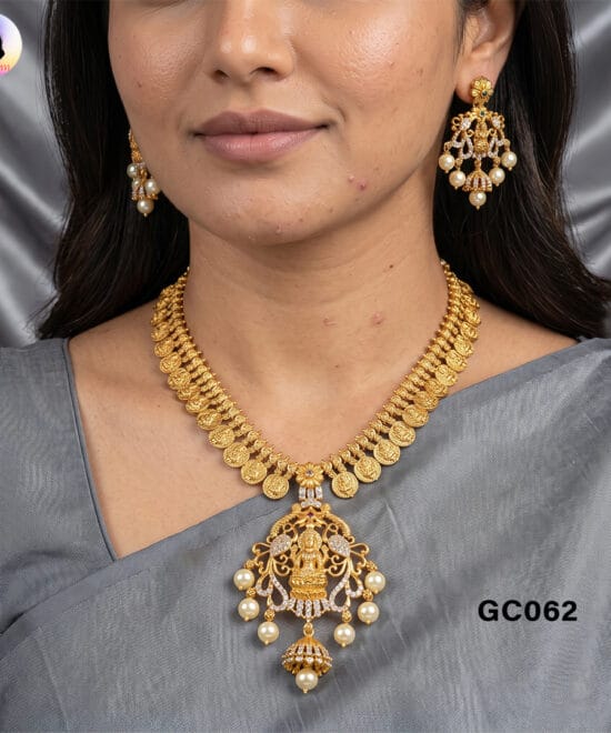 Gold Look Choker Set for Women with Matching Earrings