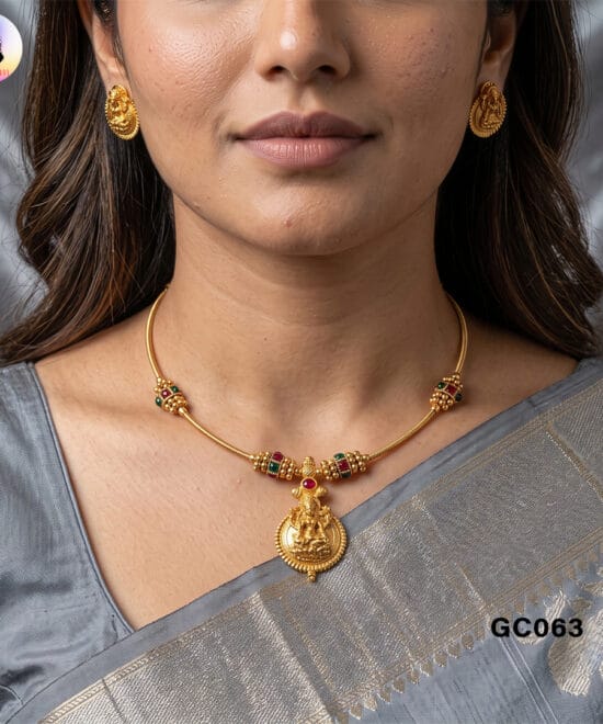 Lakshmi Hasli Necklace Set with Matching Earrings