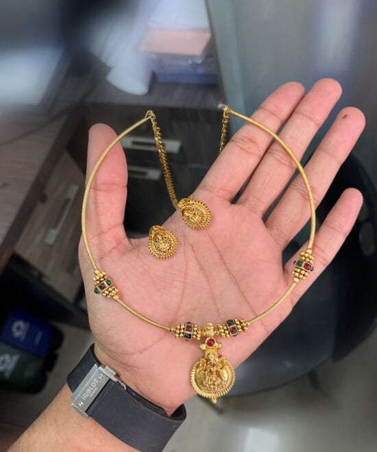 Lakshmi Hasli Necklace Set with Matching Earrings