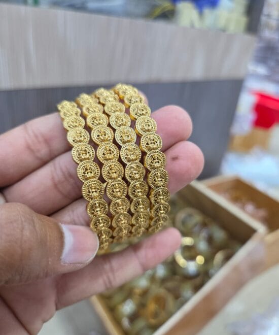 Lakshmi Coin Bangles for Women with Temple Design