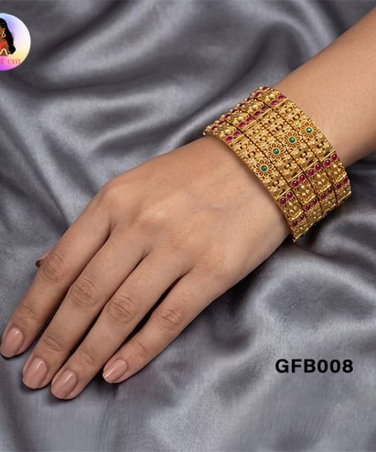 Lakshmi Floral Bangles for Women with Temple Design