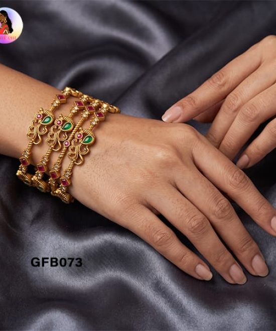 Peacock Design Bangles for Women with Traditional Finish