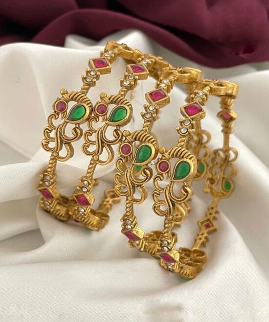 Peacock Design Bangles for Women with Traditional Finish