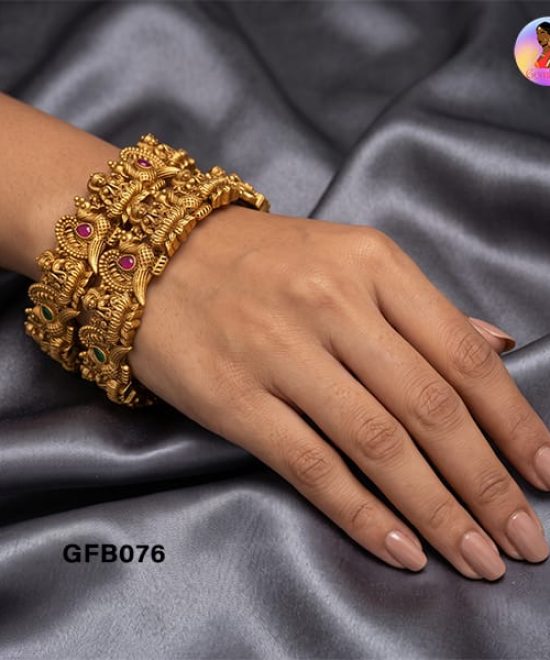 Peacock Lakshmi Bangles for Women with Temple Design