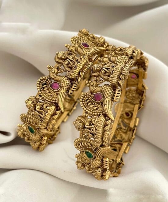Peacock Lakshmi Bangles for Women with Temple Design