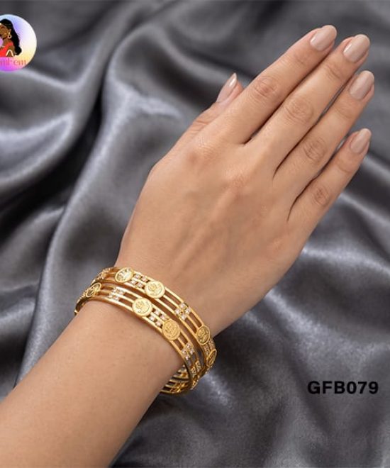 Micro Plated Lakshmi Bangles with Traditional Temple Design