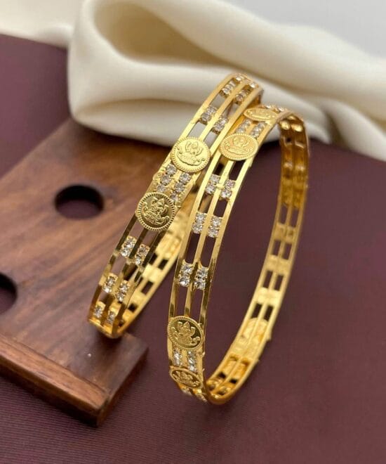 Micro Plated Lakshmi Bangles with Traditional Temple Design
