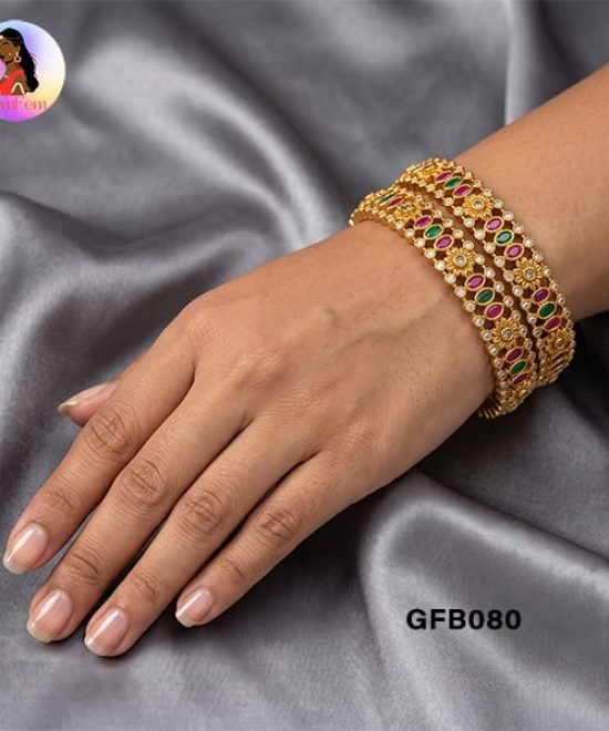 Multicolor AD Bangles for Women with Premium Stone Design