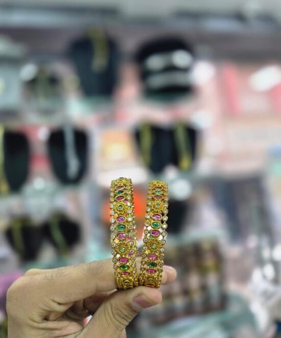 Multicolor AD Bangles for Women with Premium Stone Design