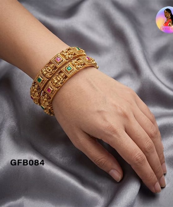 Traditional Lakshmi Bangles with Temple-Inspired Design