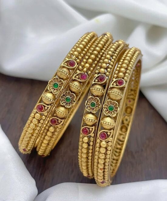 Floral Design Bangles for Women with Elegant Ball Pattern