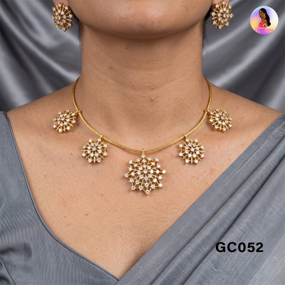 AD Choker Set Under 400 with Premium American Diamond Design