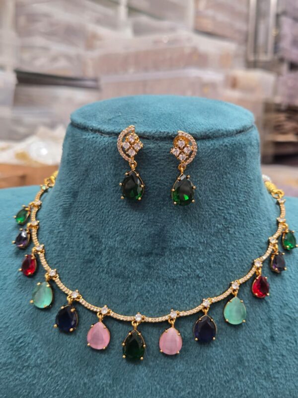 Multi Colour Stone AD Choker Set