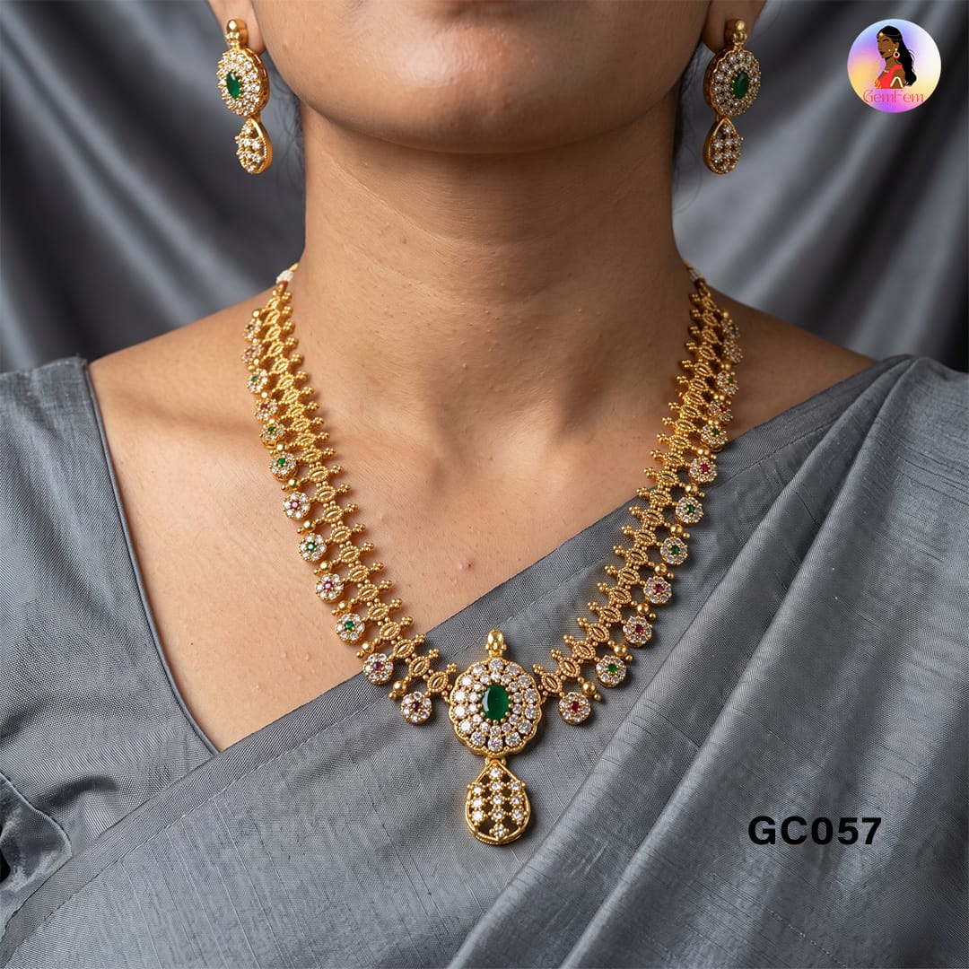 Simple AD Choker Set for Women with Matching Earrings