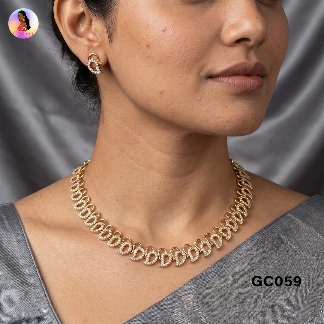 Minimal Diamond Replica Choker Set with Matching Earrings