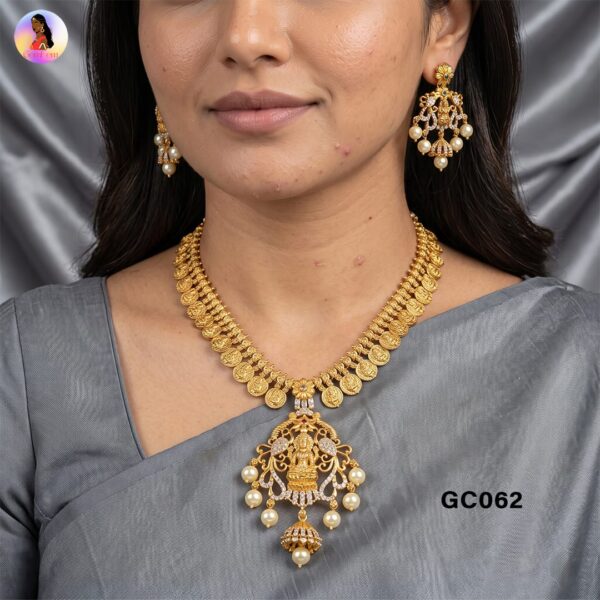 Gold Look Choker Set for Women with Matching Earrings