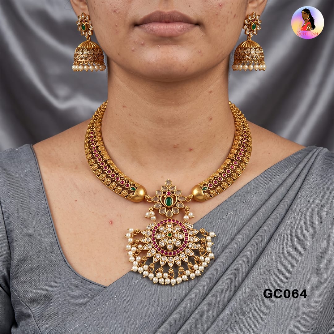 Traditional Kanti Necklace Set with Matching Earrings
