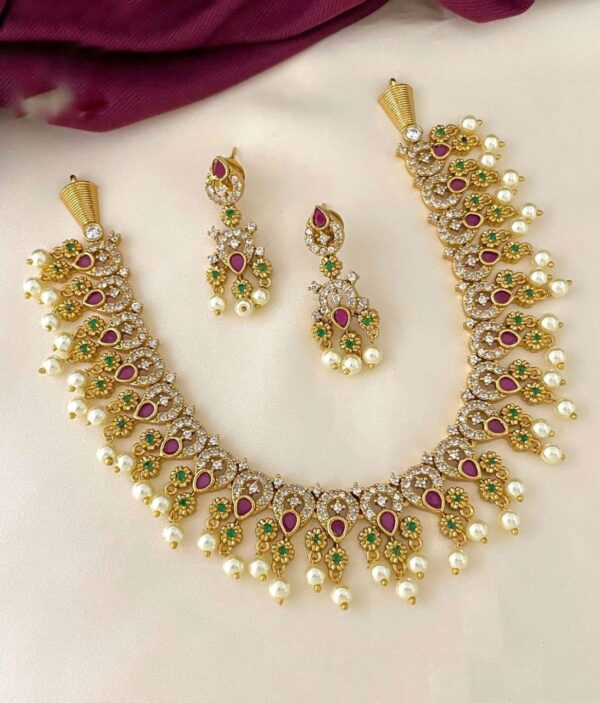 Pearl Drop Necklace Set for Women with Matching Earrings