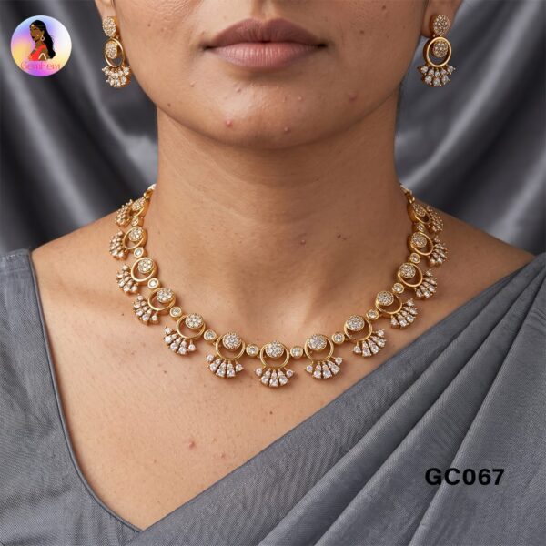 Designer AD Choker Set for Women with Matching Earrings