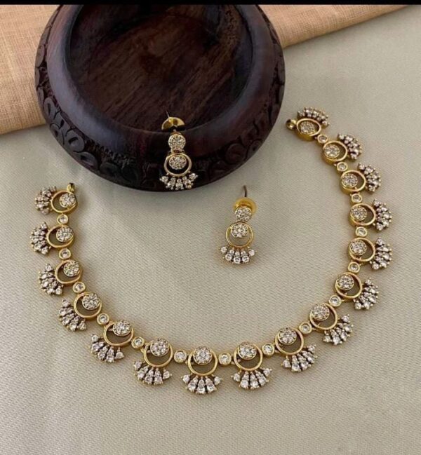 Designer AD Choker Set for Women with Matching Earrings