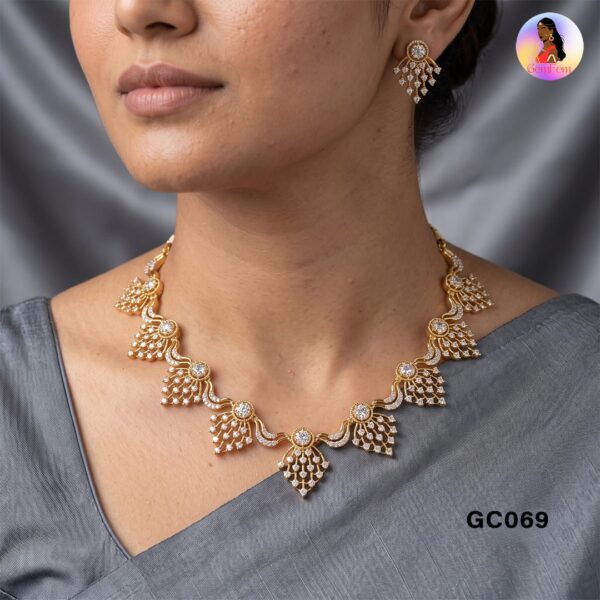 Diamond Replica Necklace Set with Matching Earrings