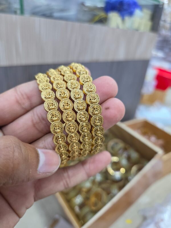 Lakshmi Coin Bangles for Women with Temple Design