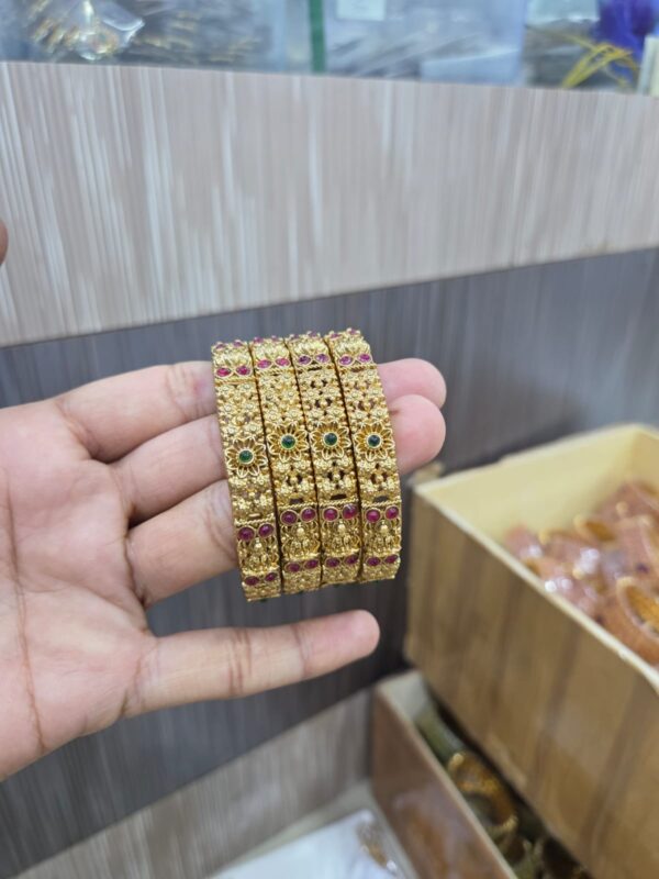 Lakshmi Floral Bangles for Women with Temple Design
