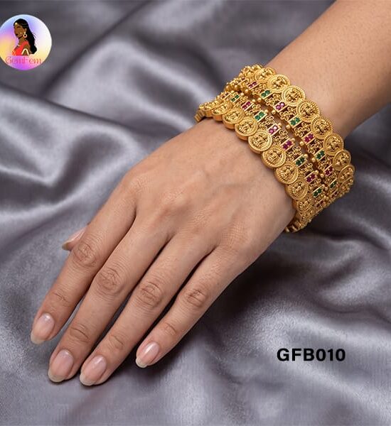 Temple Coin Bangles for Women with Lakshmi Coin Design