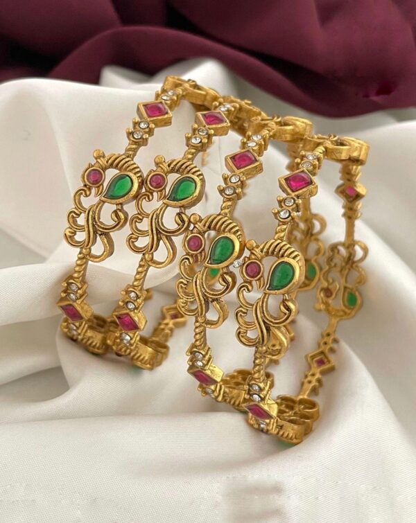 Peacock Design Bangles for Women with Traditional Finish