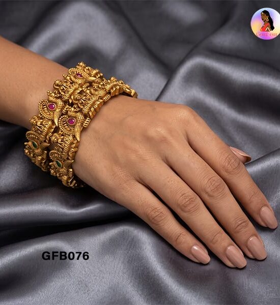 Peacock Lakshmi Bangles for Women with Temple Design