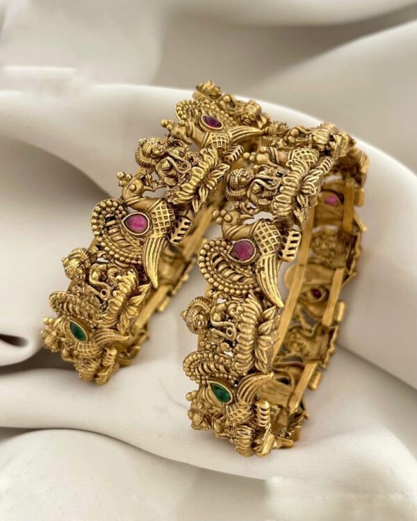 Peacock Lakshmi Bangles for Women with Temple Design