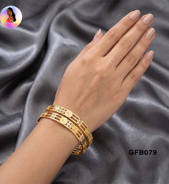 Micro Plated Lakshmi Bangles with Traditional Temple Design