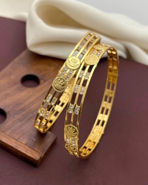 Micro Plated Lakshmi Bangles with Traditional Temple Design