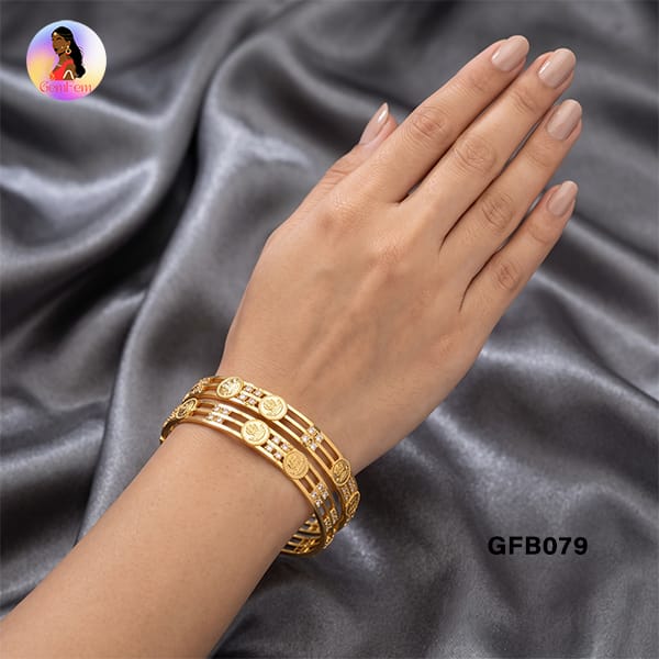 Micro Plated Lakshmi Bangles with Traditional Temple Design