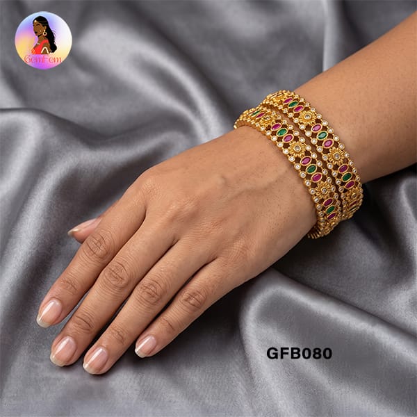 Multicolor AD Bangles for Women with Premium Stone Design
