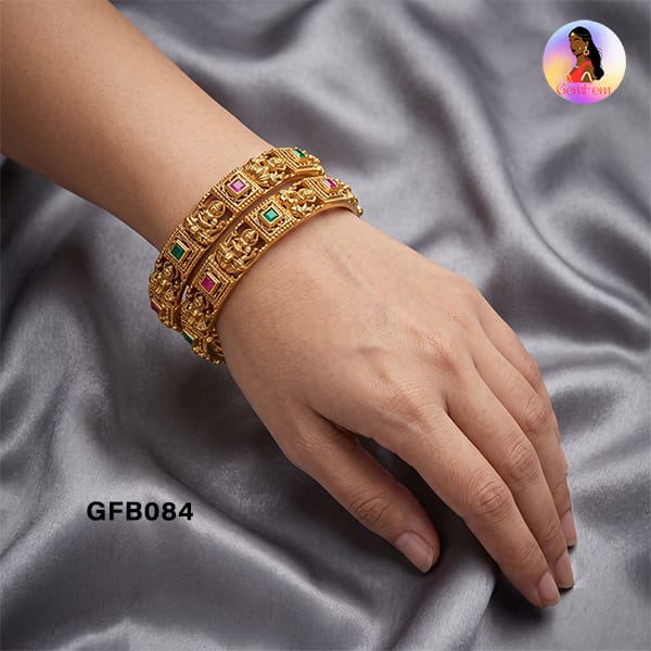 Traditional Lakshmi Bangles with Temple-Inspired Design