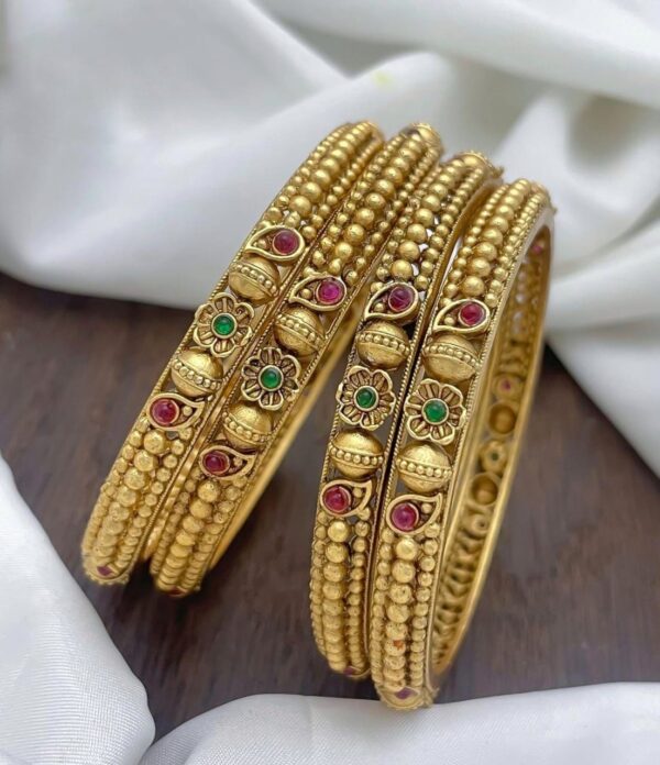 Floral Design Bangles for Women with Elegant Ball Pattern